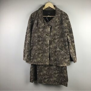 Talbot’s Women’s Cotton Leopard Print Button Jacket & Skirt Set Sz. 14 NWT